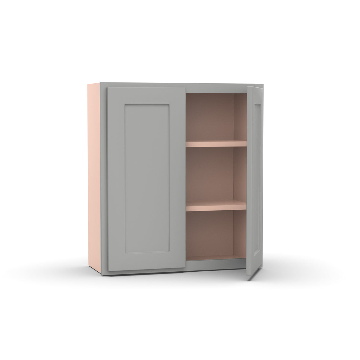 Liberty Shaker Ashen - 27 Inch Height Double Door Wall Cabinet - 27" Width x 30" Height x 12" Depth