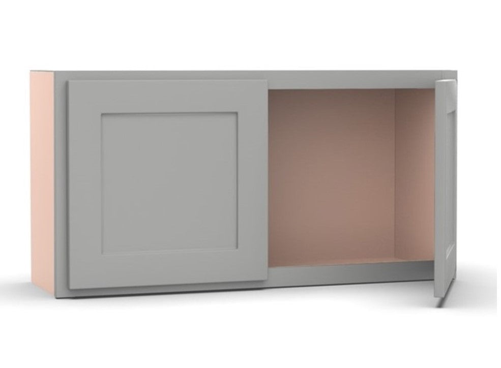 Liberty Shaker Ashen - 30 Inch Height Double Door Wall Cabinet - 30" Width x 12" Height x 12" Depth