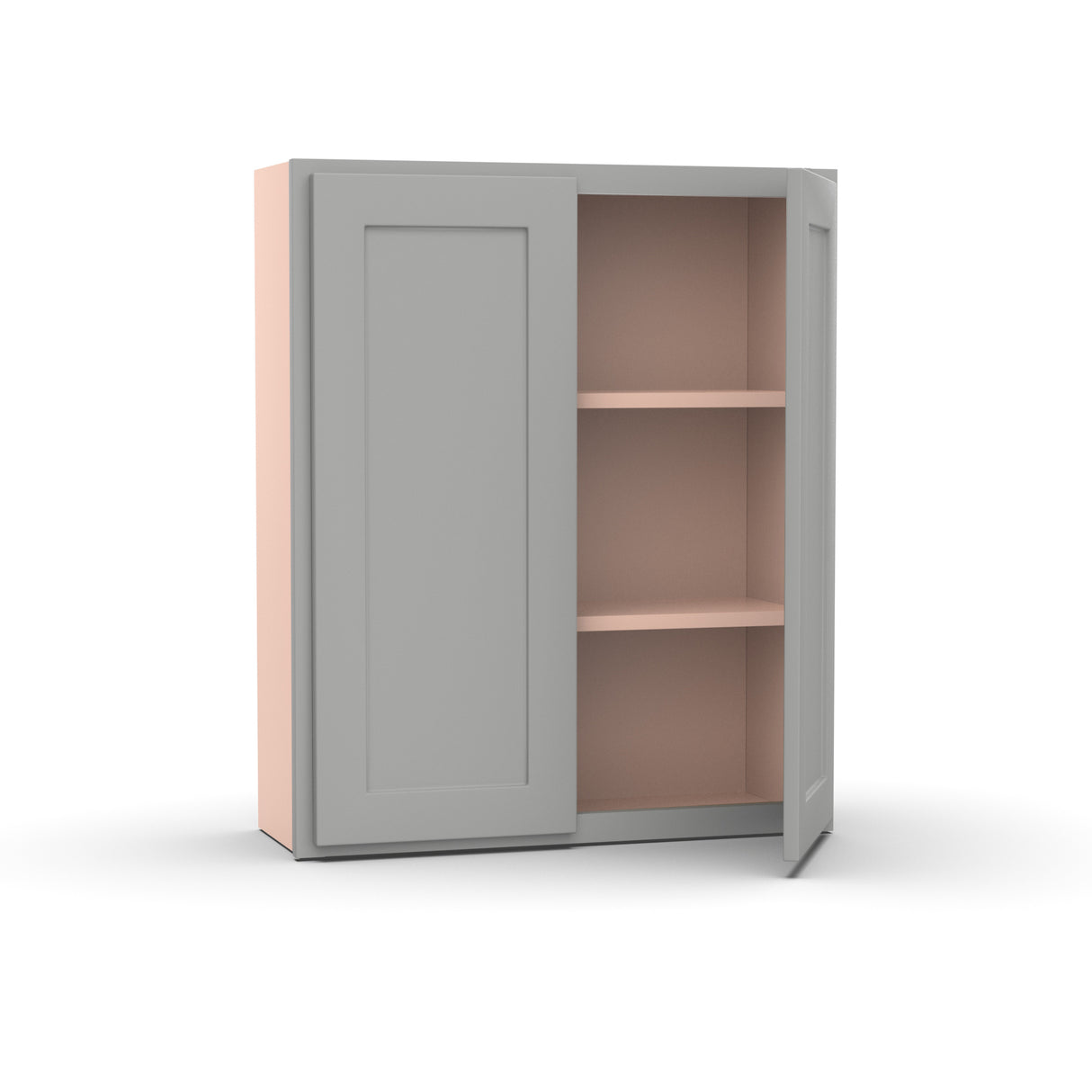 Liberty Shaker Ashen - 30 Inch Height Double Door Wall Cabinet - 30" Width x 36" Height x 12" Depth