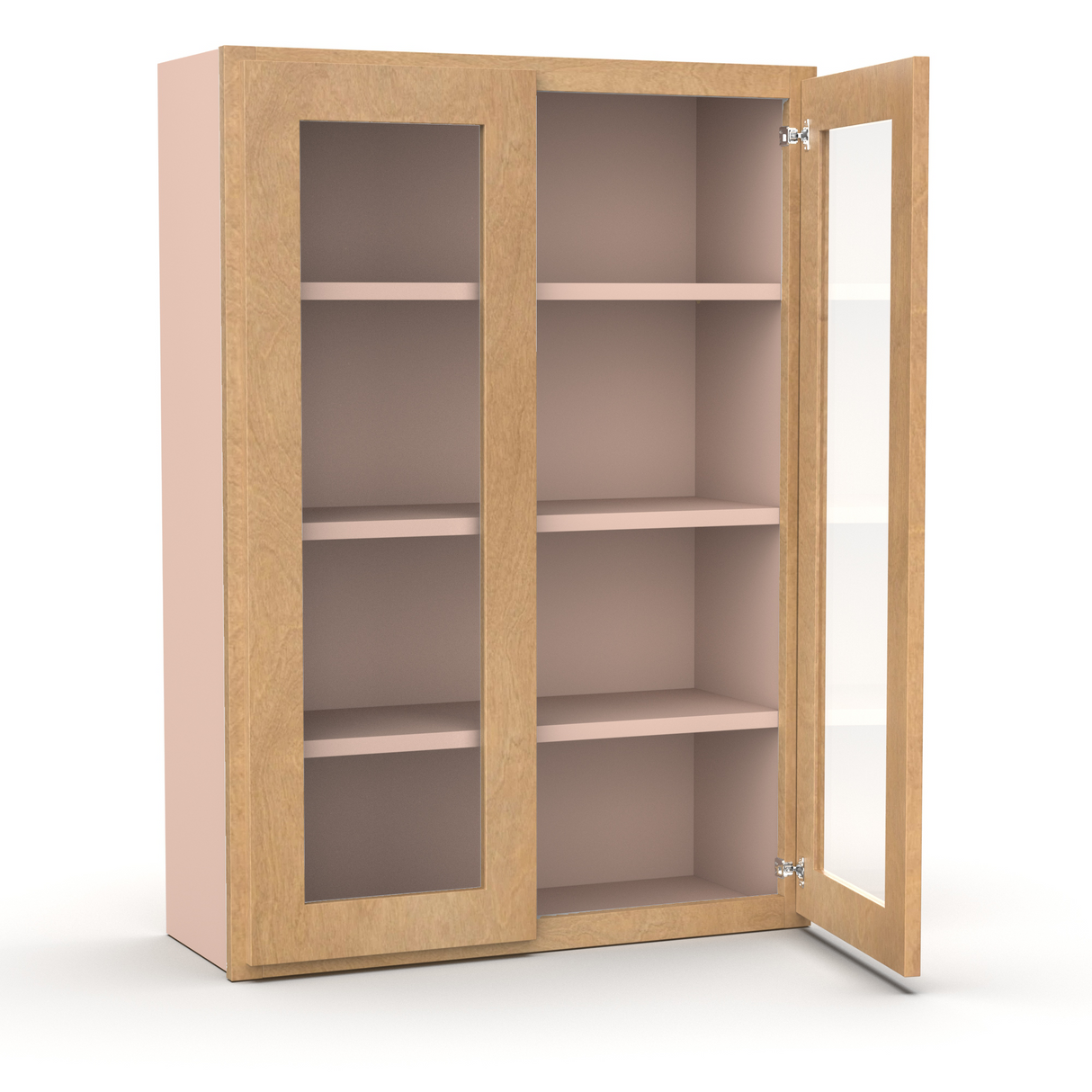 Liberty Shaker Karamel - 30 Inch Double Glass Door Wall Cabinet - 30" Width x 42" Height x 12" Depth