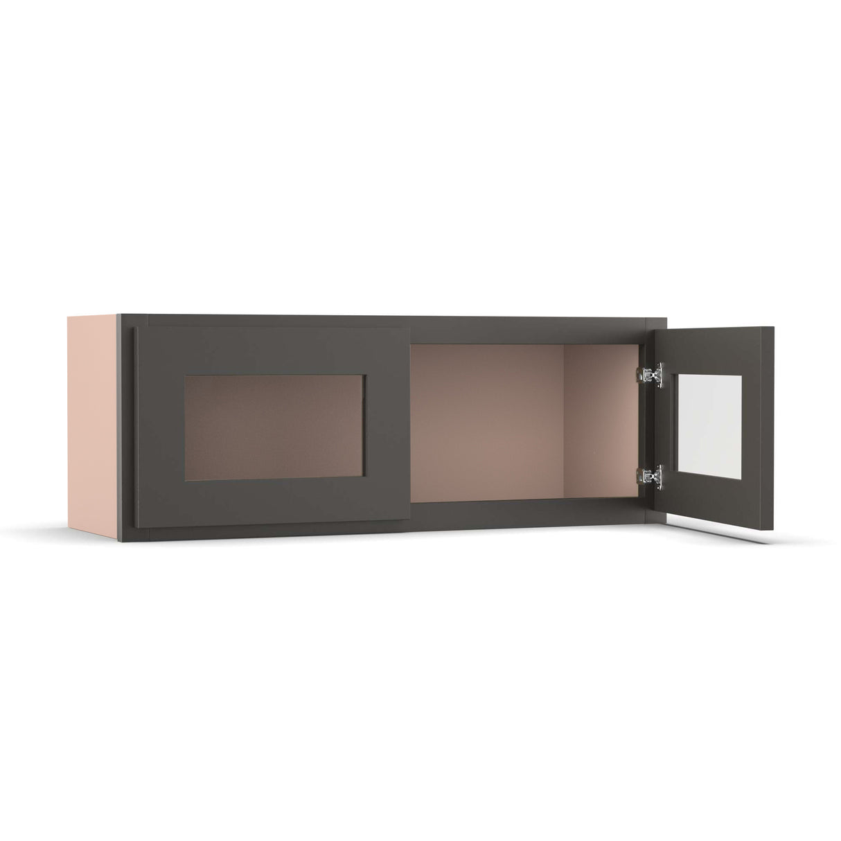 Liberty Shaker Grey - 33 Inch Double Glass Door Wall Cabinet - 33" Width x 12" Height x 12" Depth