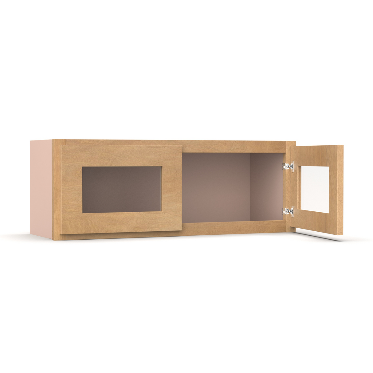 Liberty Shaker Karamel - 33 Inch Double Glass Door Wall Cabinet - 33" Width x 12" Height x 12" Depth