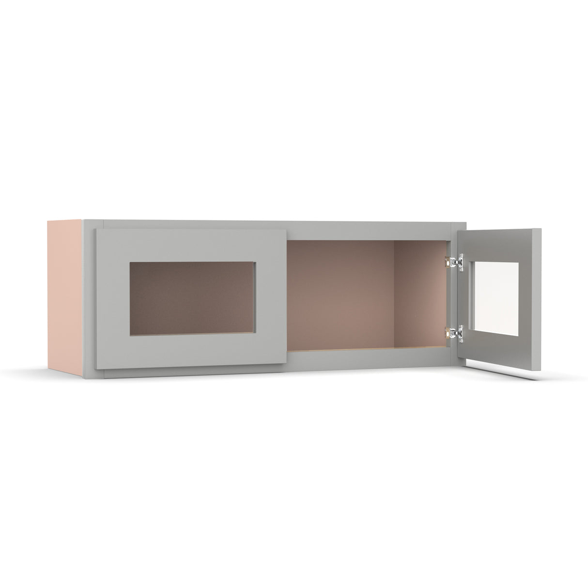 Liberty Shaker Ashen - 33 Inch Double Glass Door Wall Cabinet - 33" Width x 12" Height x 12" Depth