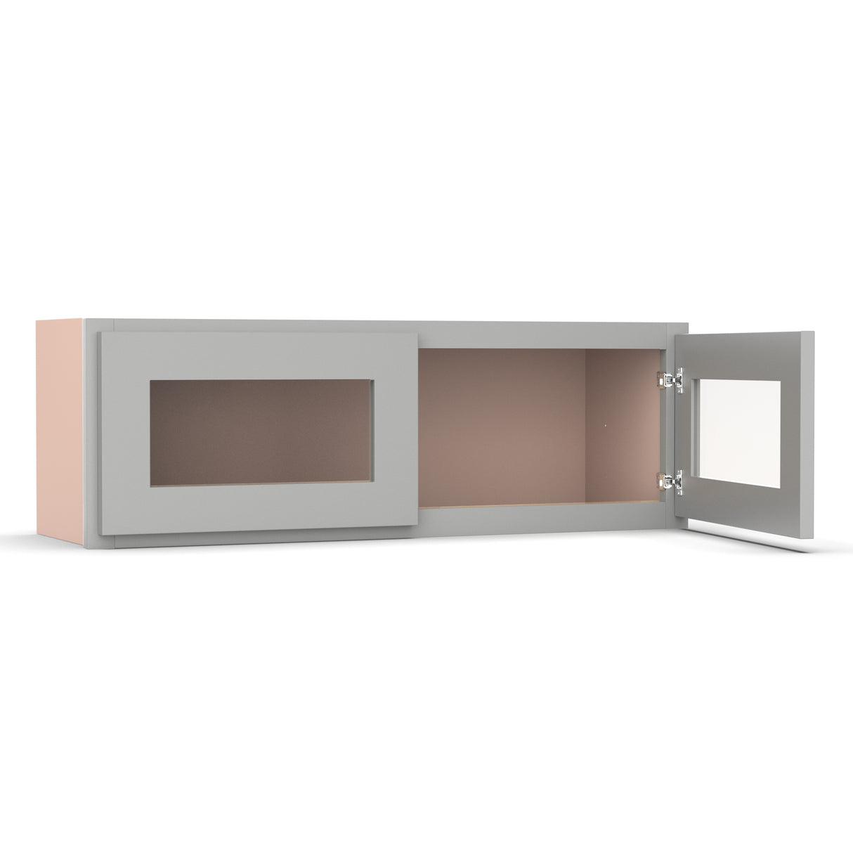 Liberty Shaker Ashen - 36 Inch Double Glass Door Wall Cabinet - 36" Width x 12" Height x 12" Depth