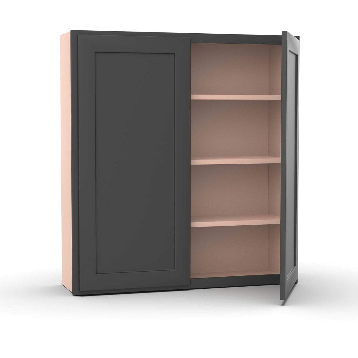 Liberty Shaker Grey - 39 Inch Height Double Door Wall Cabinet - 39" Width x 42" Height x 12" Depth