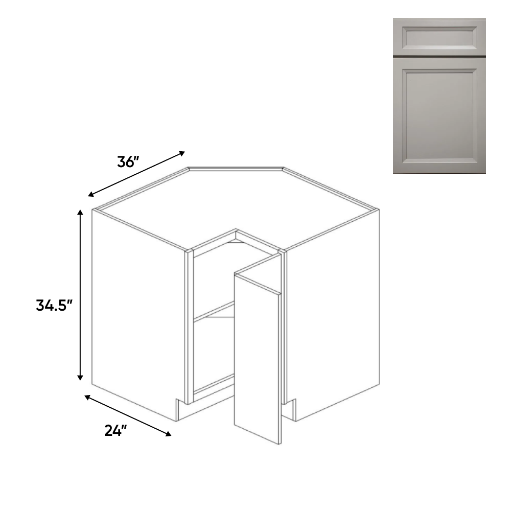 Windsor Ashen - 36 Inch Square Corner Base Cabinet - 36