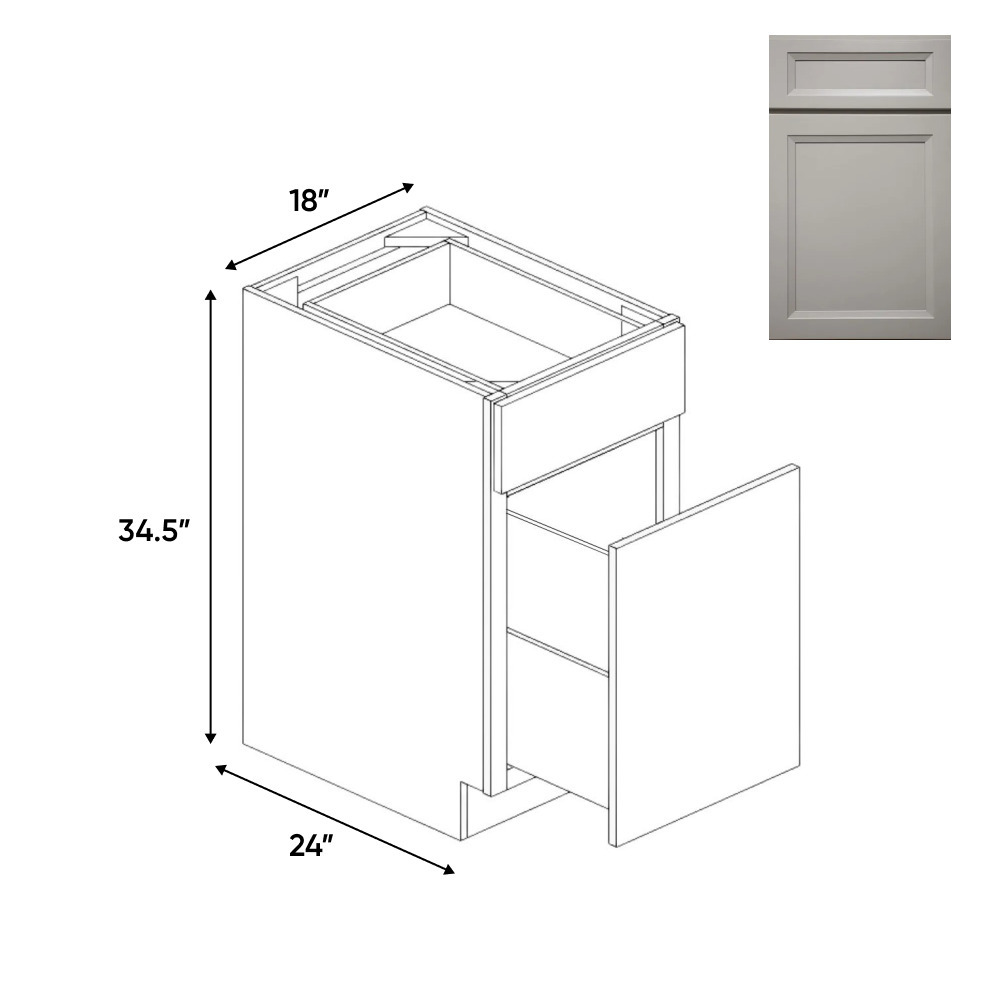 Windsor Ashen - 18 Inch Waste Basket Base Cabinet - 18
