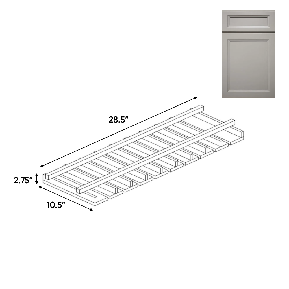 Windsor Ashen - 28.5 Inch Stem Glass Holder Wall Cabinet - 28.5" Width x 2.75" Height x 10.5" Depth