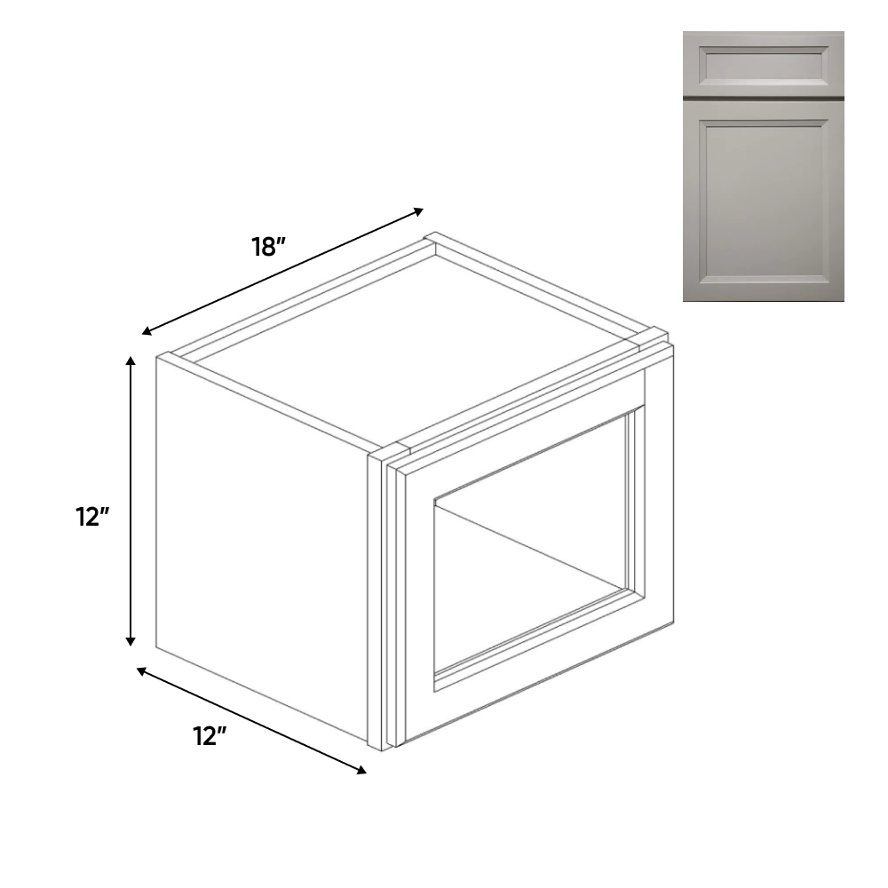 Windsor Ashen - 18 Inch Single Glass Door Wall Cabinet - 18
