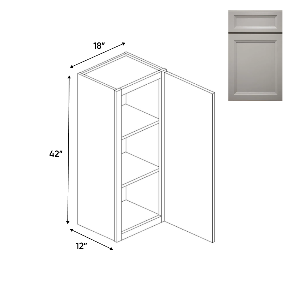 Windsor Ashen - 18 Inch Height Single Door Wall Cabinet - 18