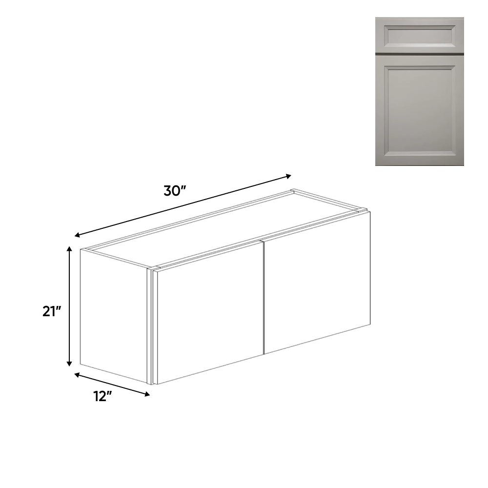 Windsor Ashen - 30 Inch Height Double Door Wall Cabinet - 30
