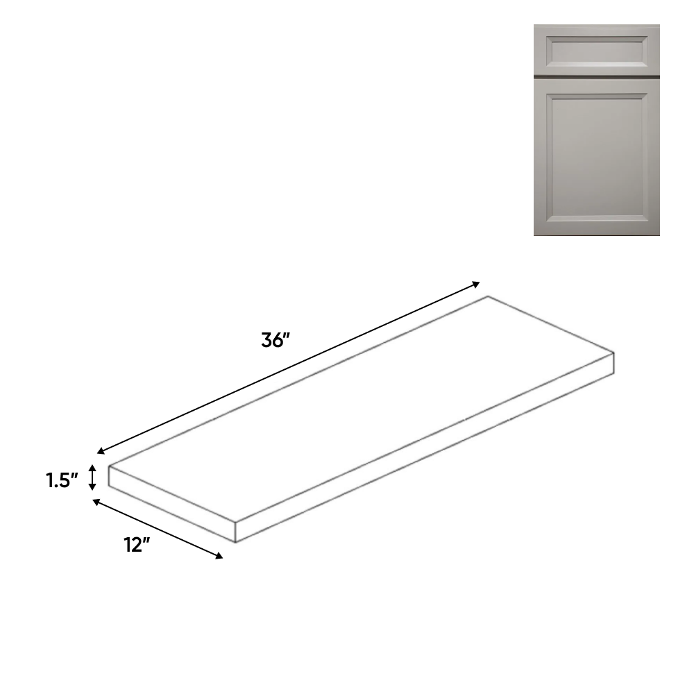 Windsor Ashen - 36 Inch Wall Shelf Accessories - 36" Width x 1.5" Height x 12" Depth