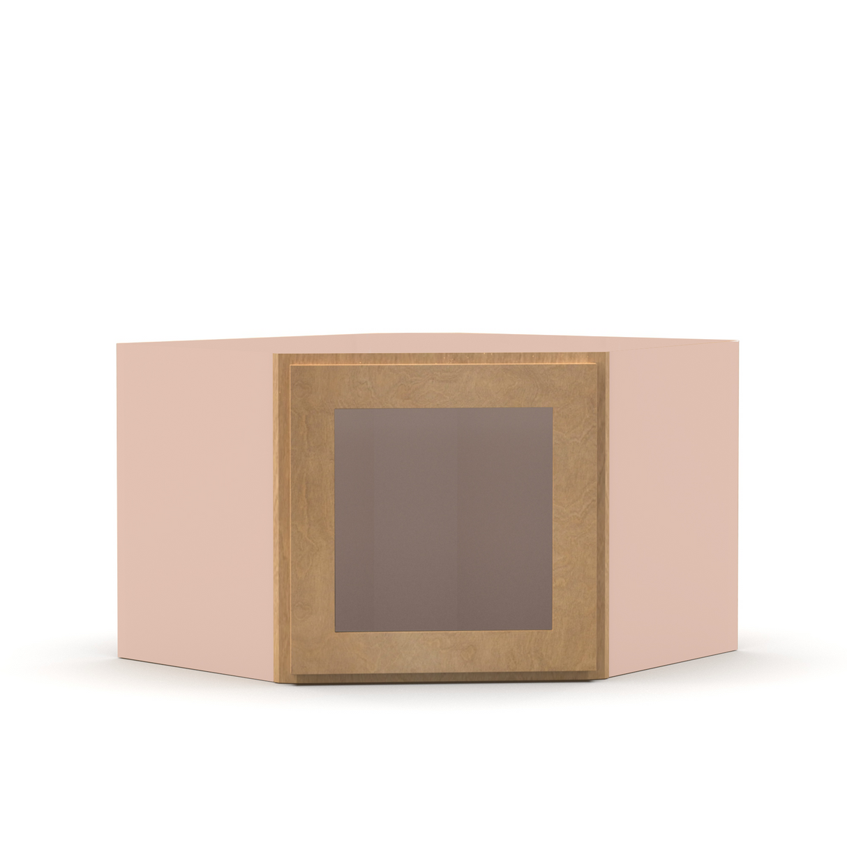 Liberty Shaker Karamel - 24 Inch Diagonal Corner Glass Door Wall Cabinet - 24" Width x 12" Height x 12" Depth