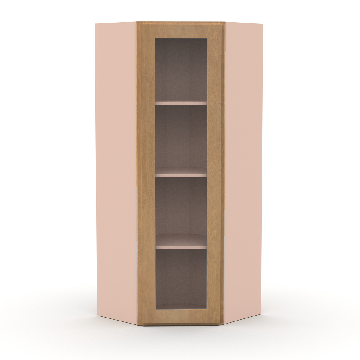 Liberty Shaker Karamel - 24 Inch Diagonal Corner Glass Door Wall Cabinet - 24" Width x 42" Height x 12" Depth