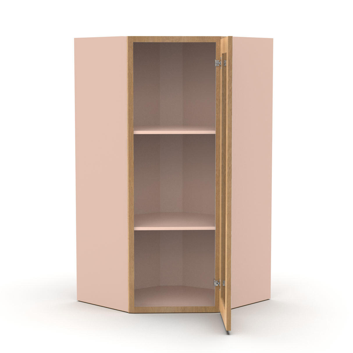 Liberty Shaker Karamel - 27 Inch Diagonal Corner Glass Door Wall Cabinet - 27" Width x 36" Height x 15" Depth