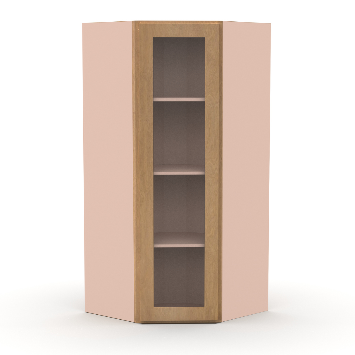 Liberty Shaker Karamel - 27 Inch Diagonal Corner Glass Door Wall Cabinet - 27" Width x 42" Height x 15" Depth