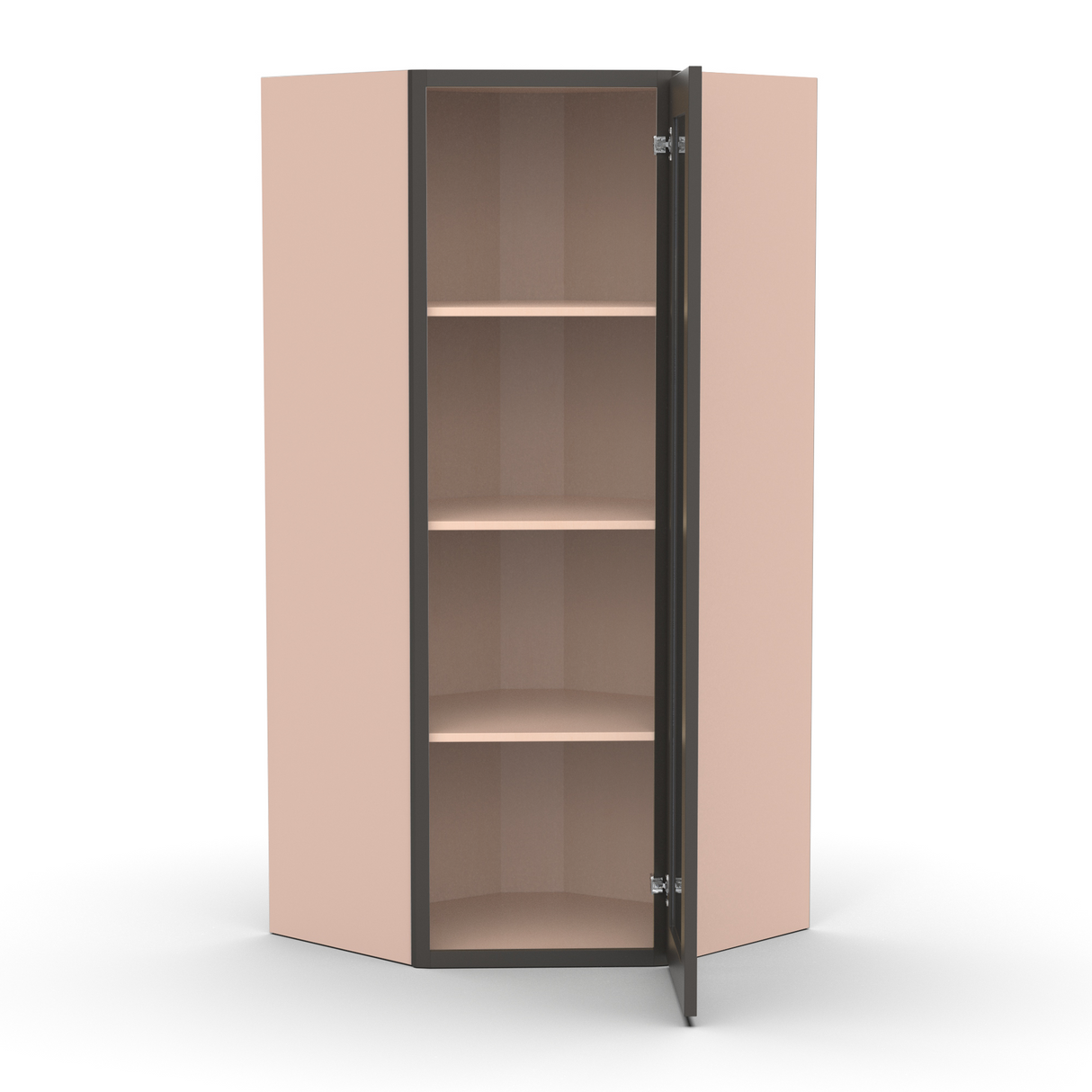 Liberty Shaker Grey - 27 Inch Diagonal Corner Glass Door Wall Cabinet - 27" Width x 42" Height x 15" Depth