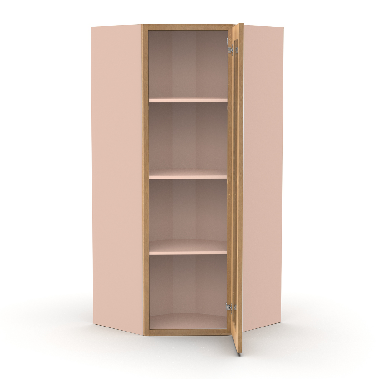 Liberty Shaker Karamel - 27 Inch Diagonal Corner Glass Door Wall Cabinet - 27" Width x 42" Height x 15" Depth