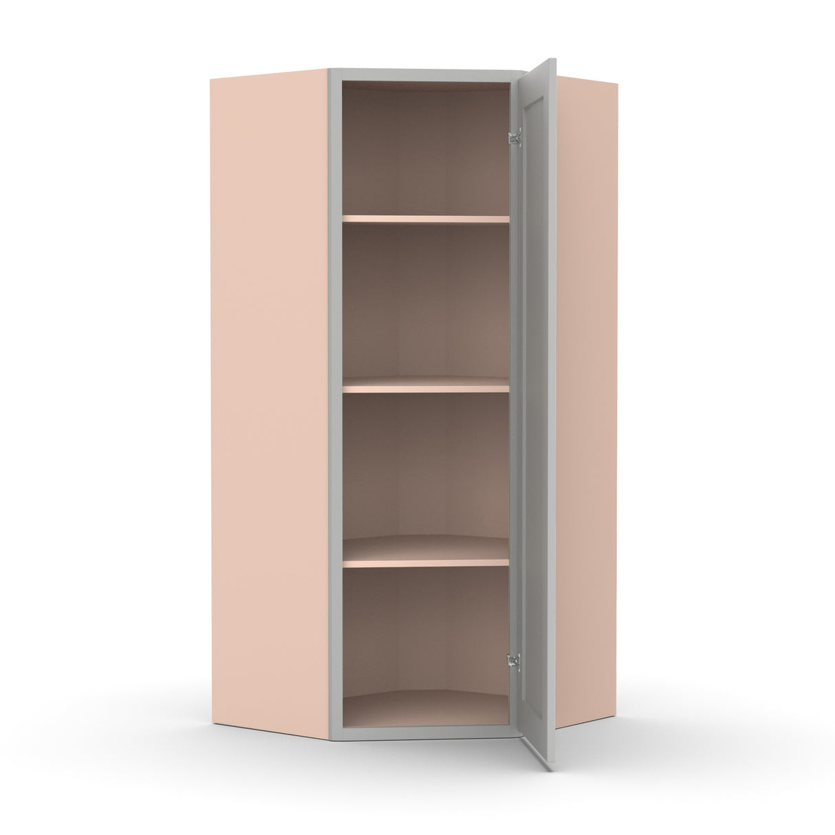 Liberty Shaker Ashen - 27 Inch Diagonal Corner Wall Cabinet - 27" Width x 42" Height x 15" Depth