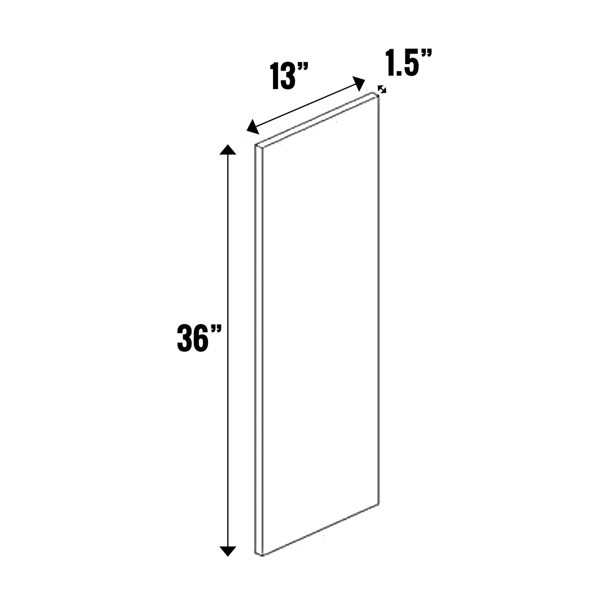 Gris Plomo Matte - Finished End Panel 1.5” Thick - 36 Inch Height x 13 Inch Width x 1.5 Inch Depth - M16-WDD13361.5