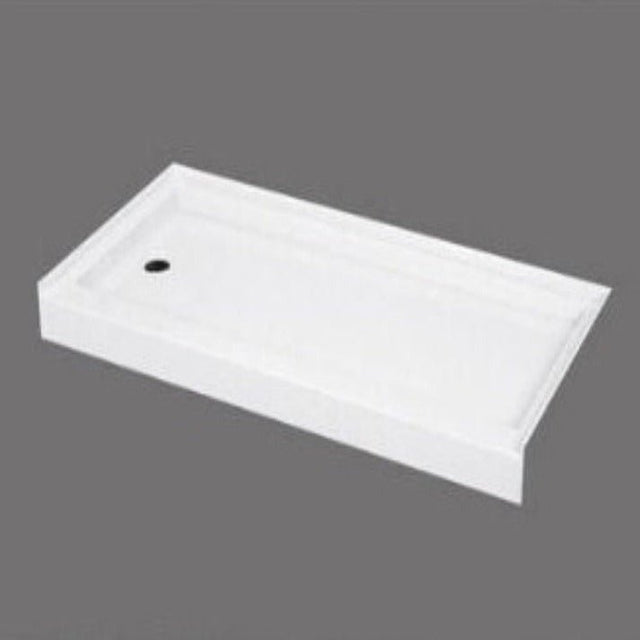Acrylic shower tray Resin and fiberglass Three tile flanges Left Drain - BUILDMYPLACE