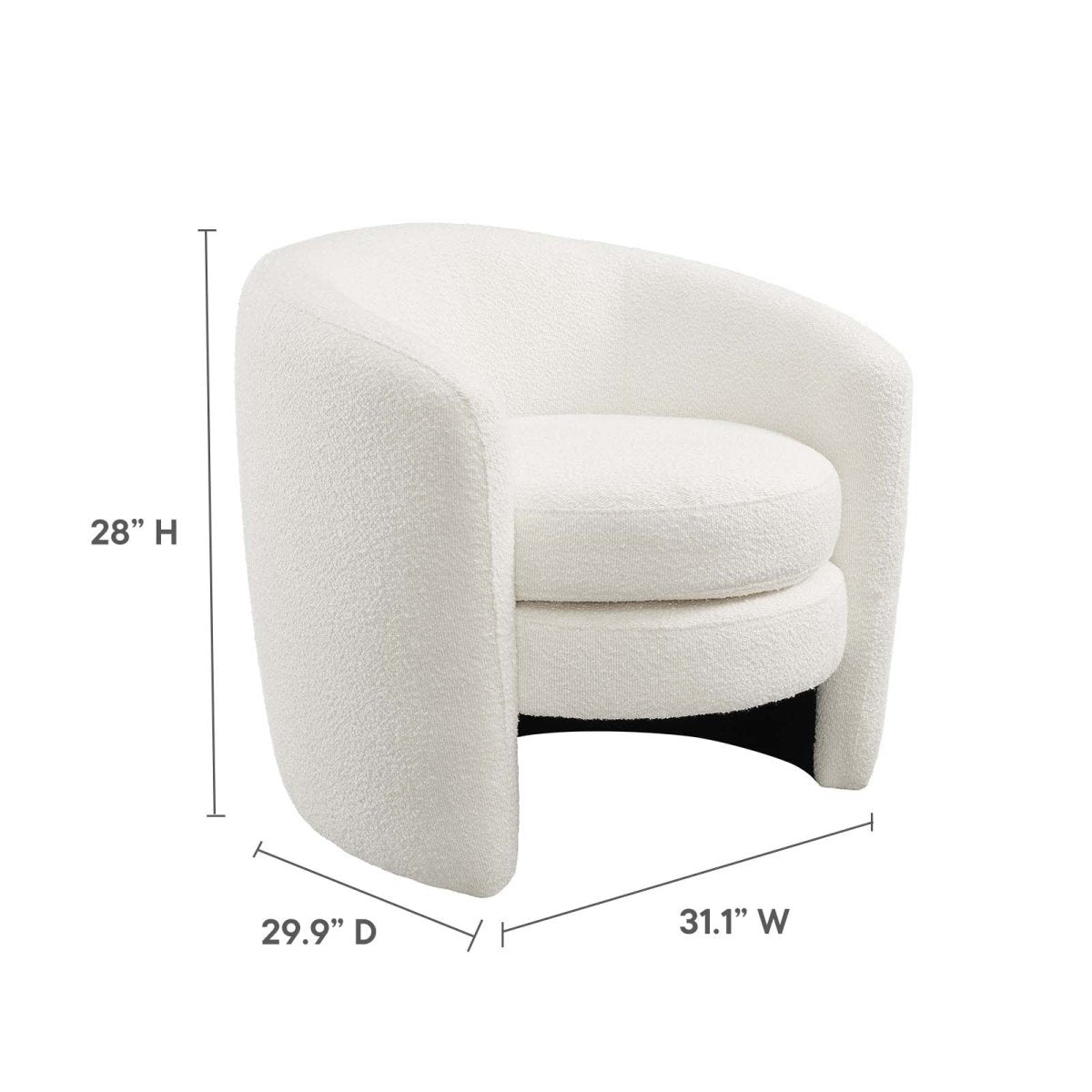 Affinity Upholstered Boucle Fabric Curved Back Armchair - BUILDMYPLACE