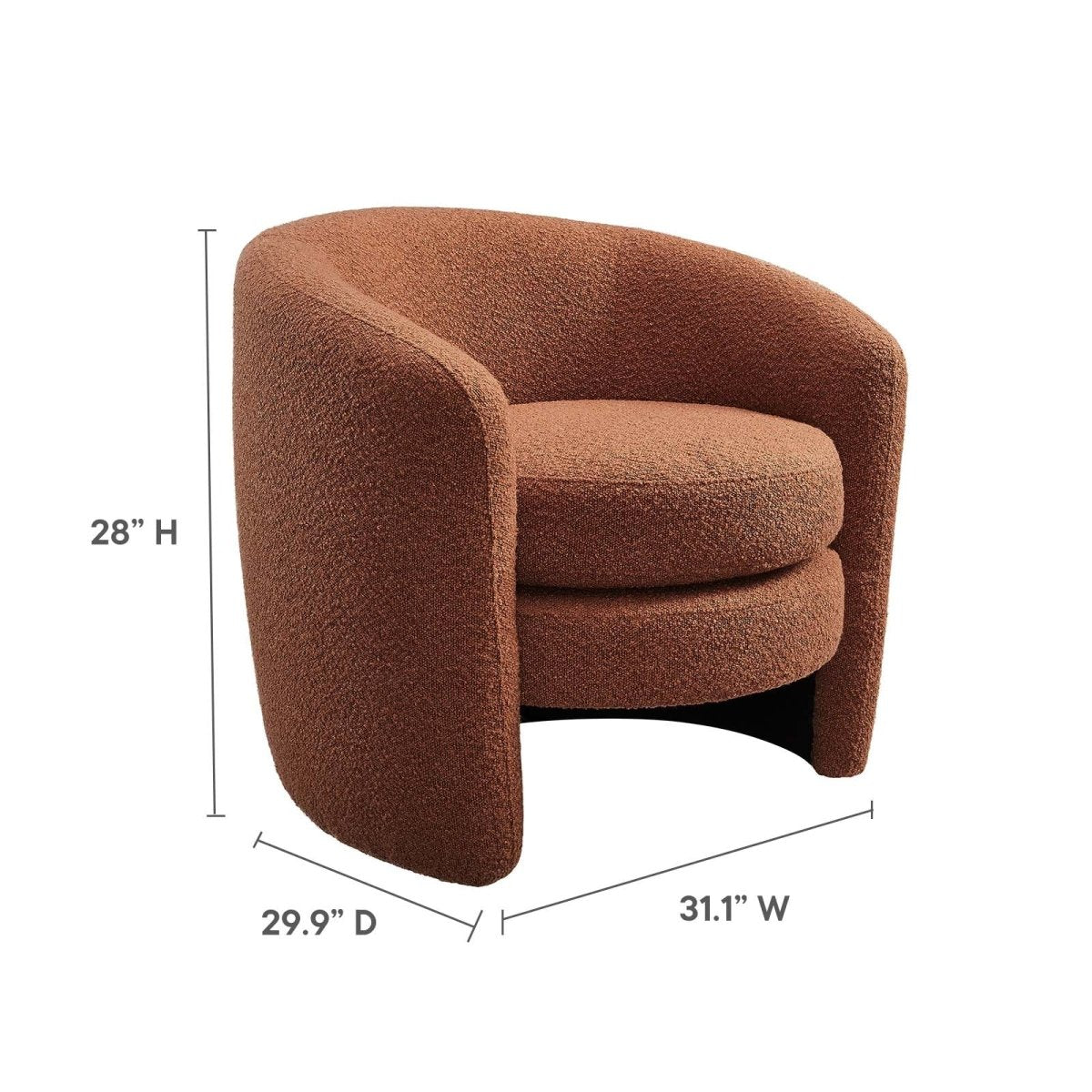 Affinity Upholstered Boucle Fabric Curved Back Armchair - BUILDMYPLACE