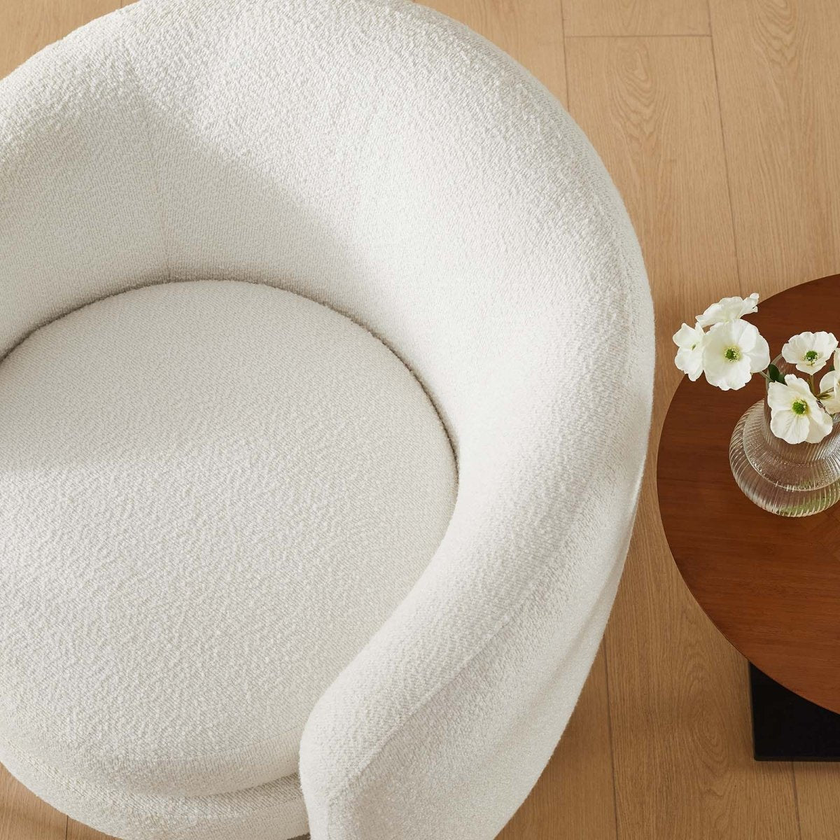 Affinity Upholstered Boucle Fabric Curved Back Armchair - BUILDMYPLACE