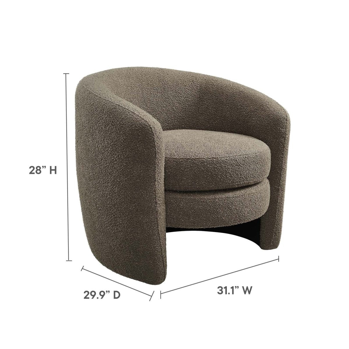 Affinity Upholstered Boucle Fabric Curved Back Armchair - BUILDMYPLACE