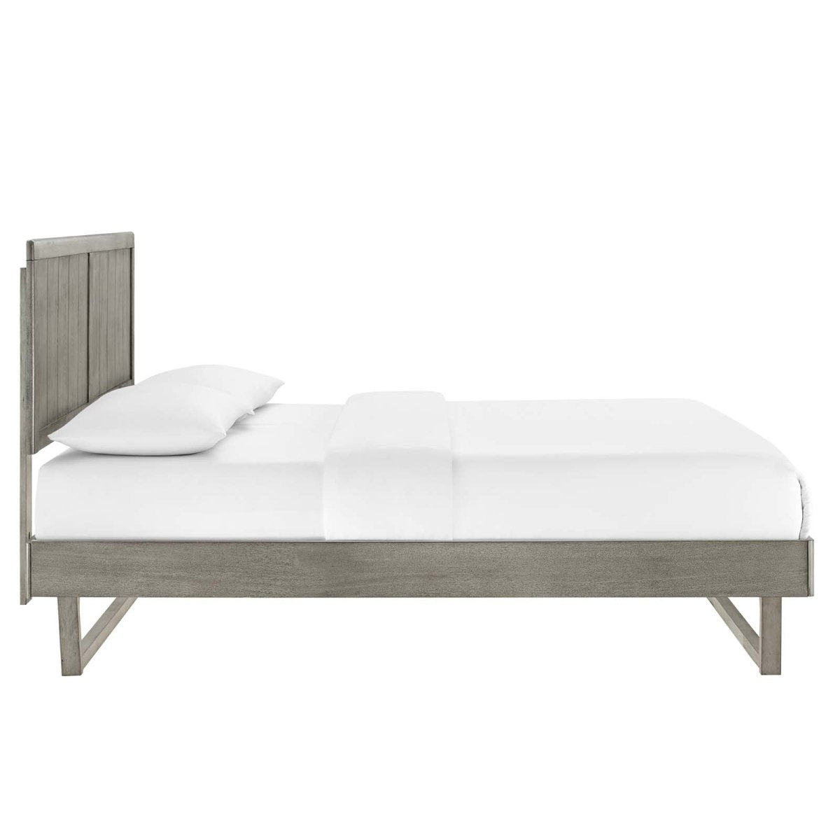 Alana Full Wood Platform Bed With Angular Frame - BUILDMYPLACE