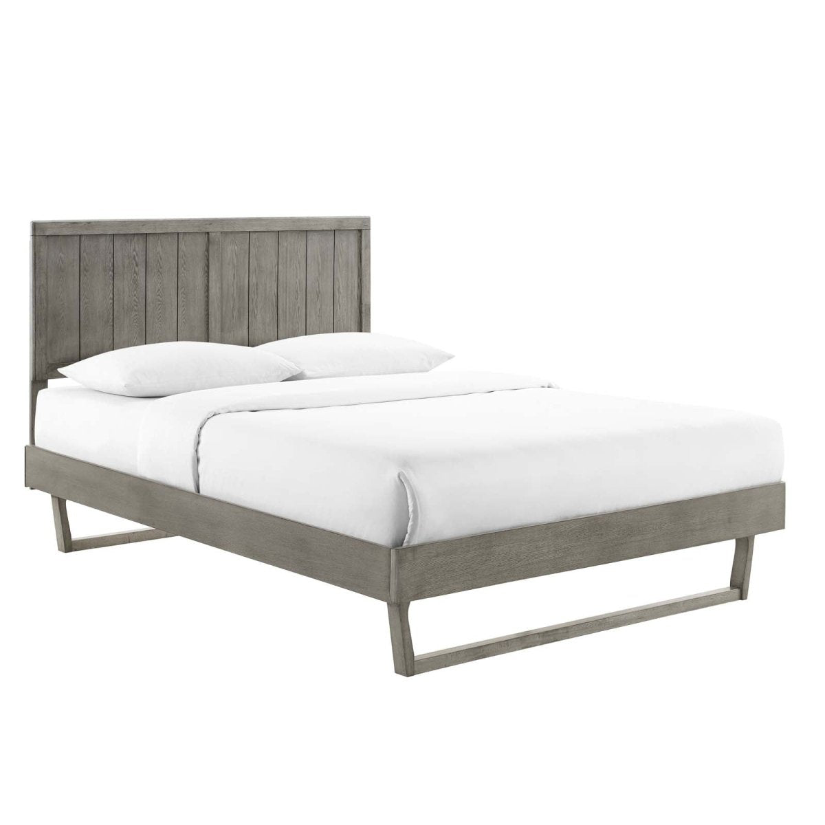 Alana Full Wood Platform Bed With Angular Frame - BUILDMYPLACE