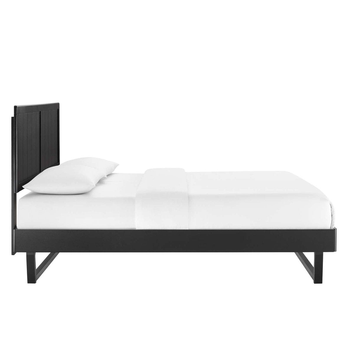 Alana Full Wood Platform Bed With Angular Frame - BUILDMYPLACE