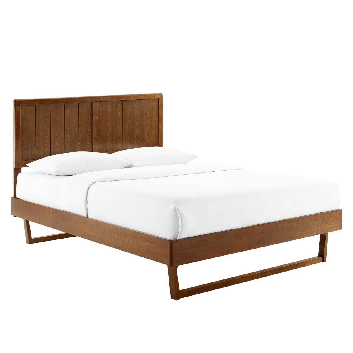 Alana Full Wood Platform Bed With Angular Frame - BUILDMYPLACE