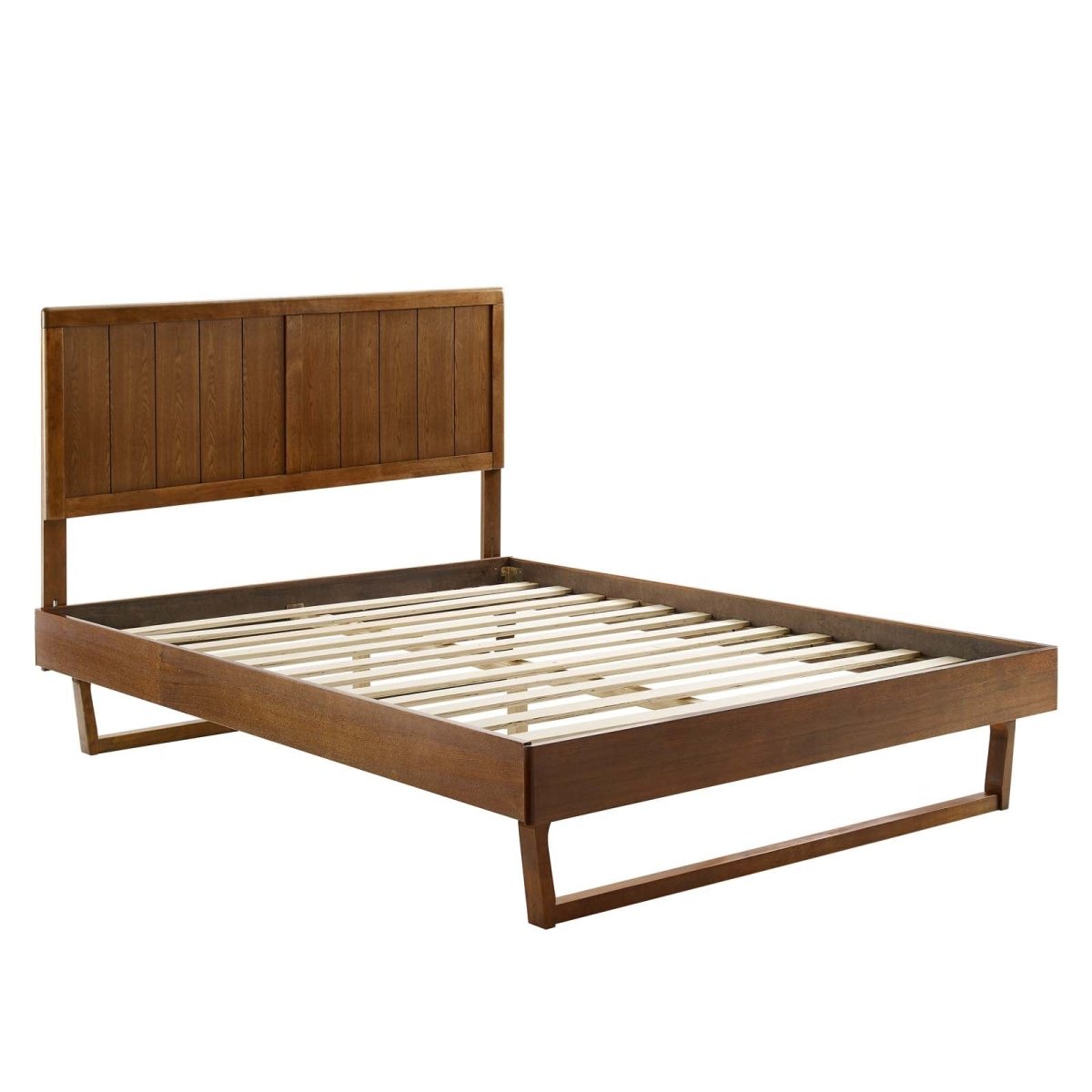 Alana Full Wood Platform Bed With Angular Frame - BUILDMYPLACE
