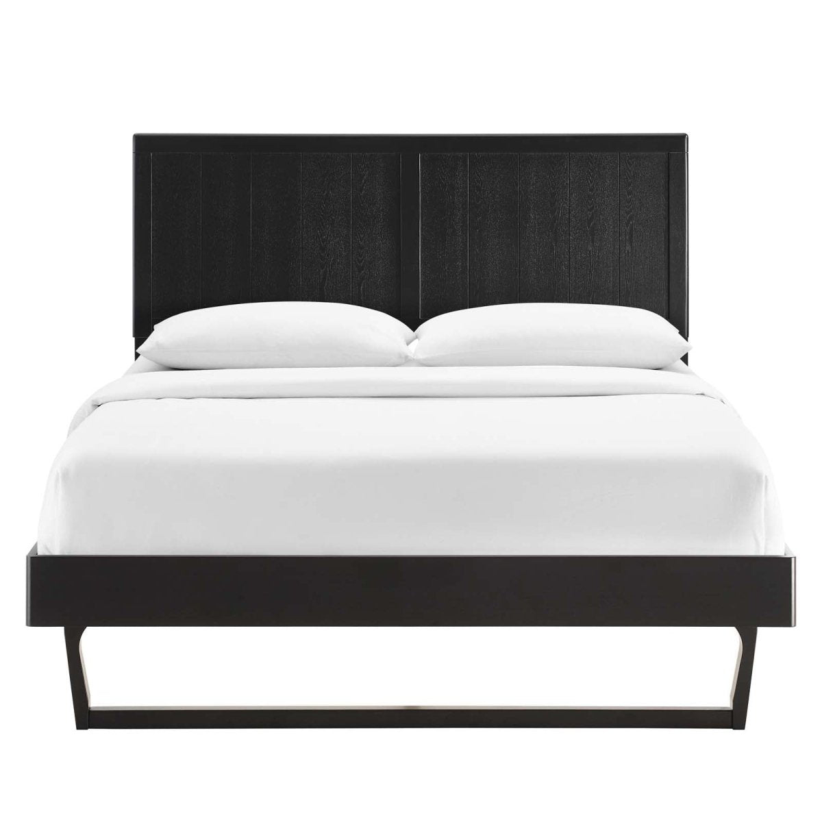 Alana Full Wood Platform Bed With Angular Frame - BUILDMYPLACE