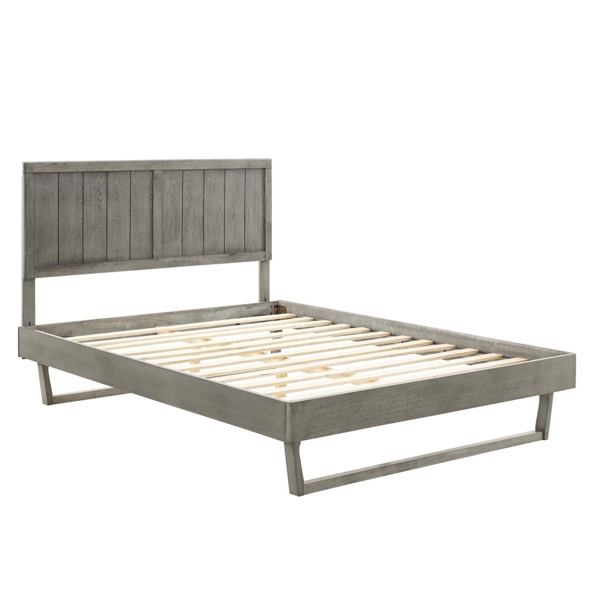 Alana Full Wood Platform Bed With Angular Frame - BUILDMYPLACE
