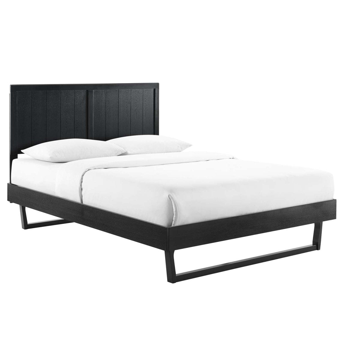 Alana Full Wood Platform Bed With Angular Frame - BUILDMYPLACE