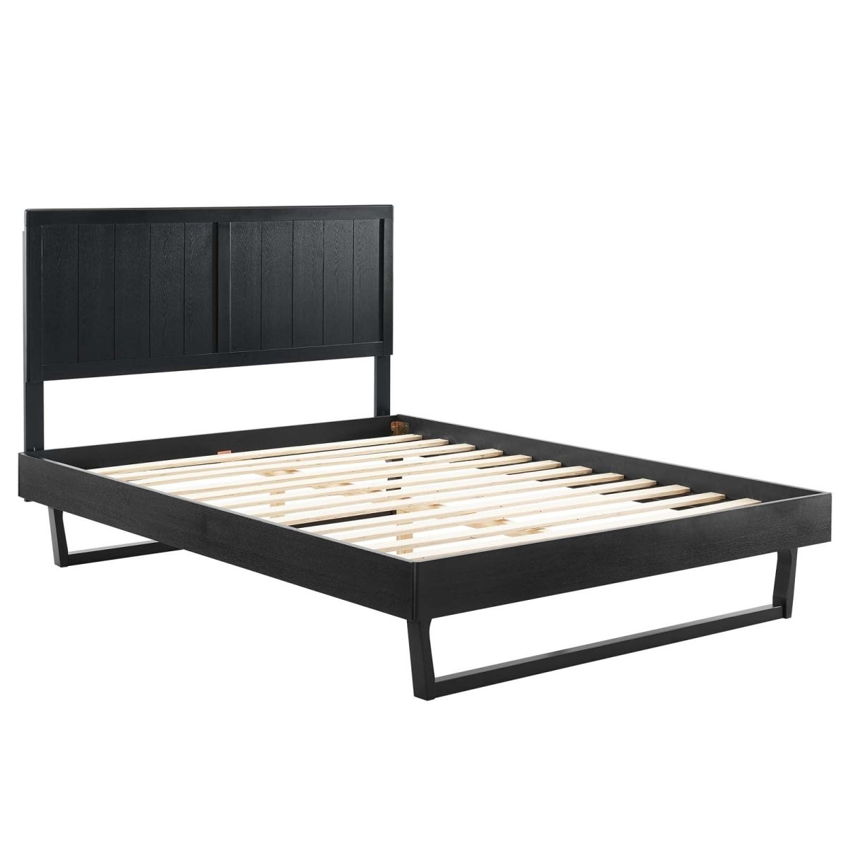 Alana Full Wood Platform Bed With Angular Frame - BUILDMYPLACE