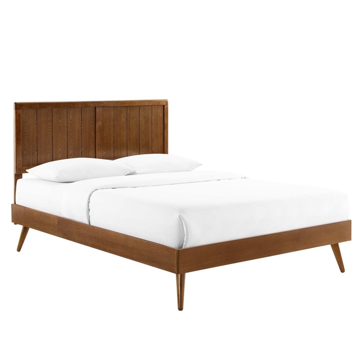 Alana Full Wood Platform Bed With Splayed Legs - BUILDMYPLACE
