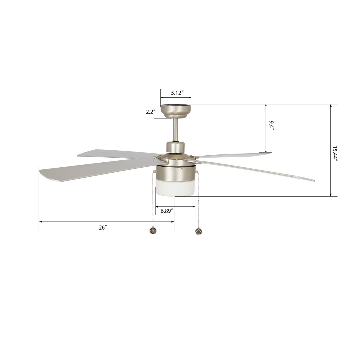 AMALFI 52 inch 4 - Blade Ceiling Fan with LED Light & Pull Chain - LEDMyPlace