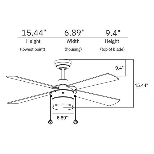 AMALFI 52 inch 4 - Blade Ceiling Fan with LED Light & Pull Chain - LEDMyPlace