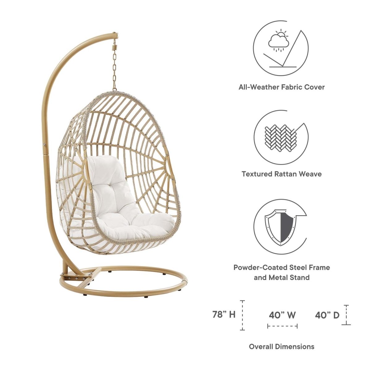 Amalie Wicker Rattan Outdoor Patio Rattan Swing Chair - BUILDMYPLACE