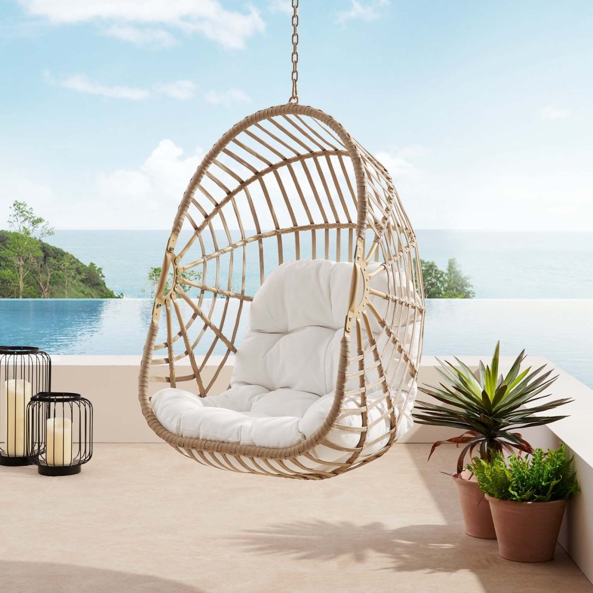 Amalie Wicker Rattan Outdoor Patio Rattan Swing Chair without Stand - BUILDMYPLACE