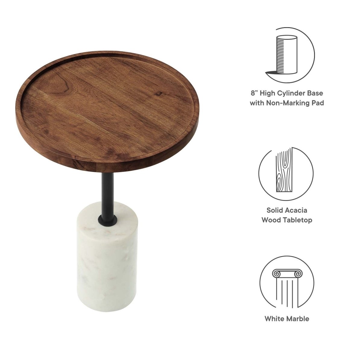 Amina Round Acacia Wood Side Table - BUILDMYPLACE