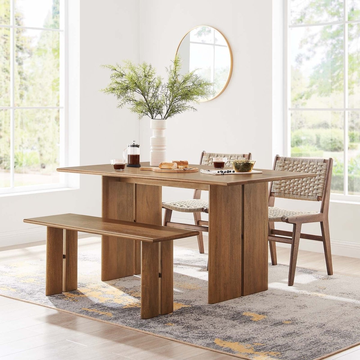Amistad 60" Wood Dining Table and Bench Set - BUILDMYPLACE