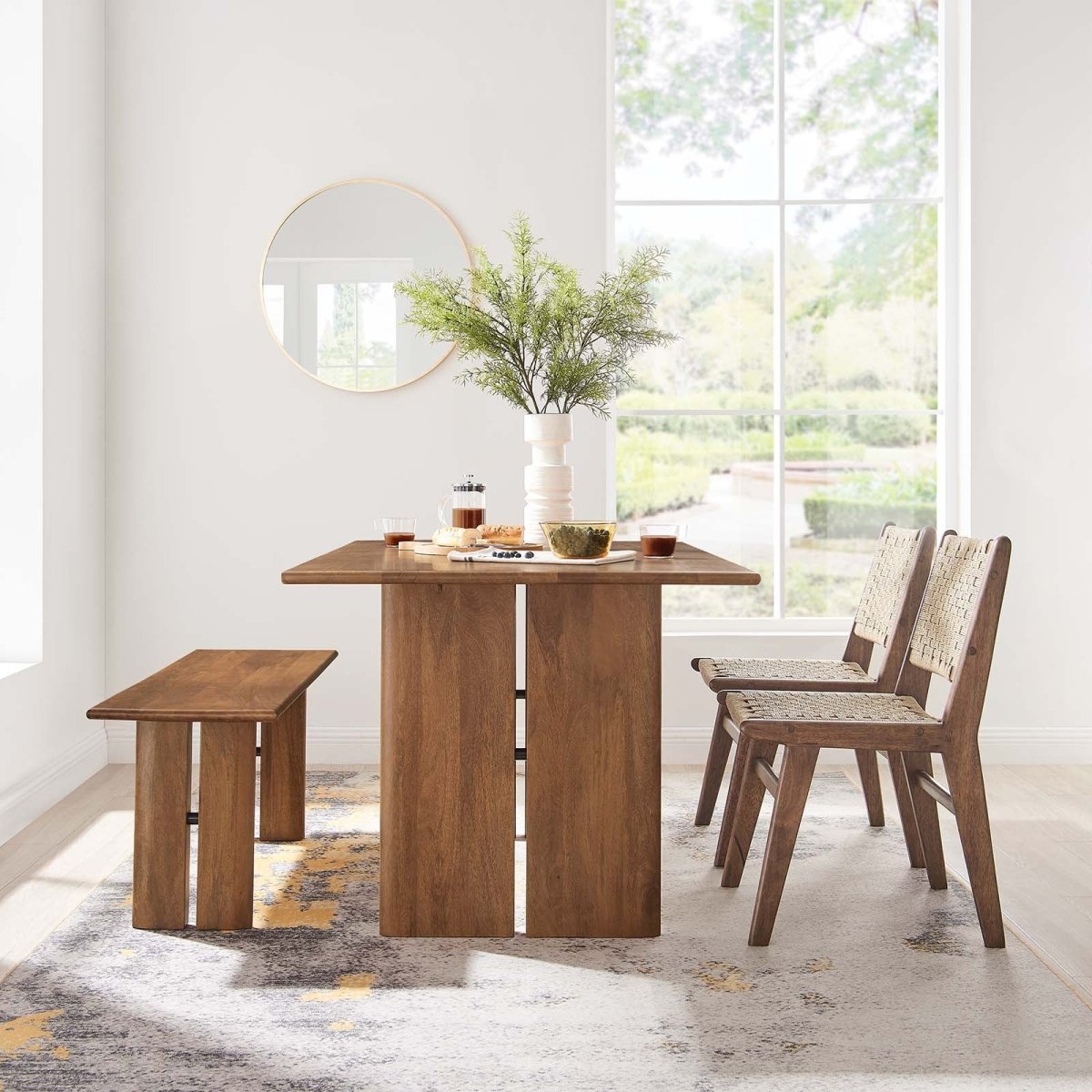 Amistad 60" Wood Dining Table and Bench Set - BUILDMYPLACE