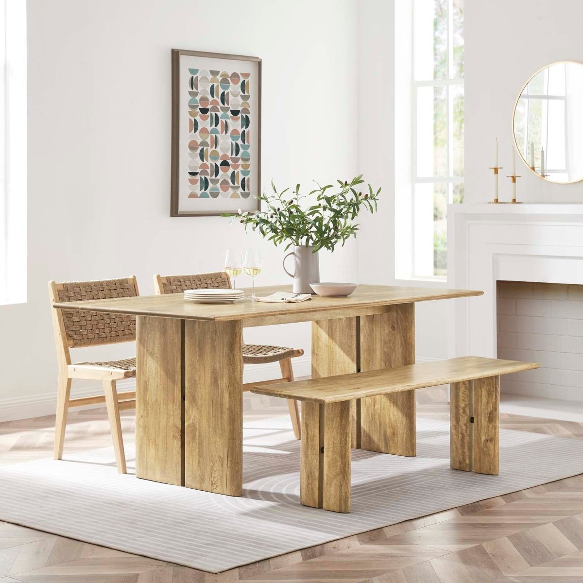 Amistad 72" Wood Dining Table and Bench Set - BUILDMYPLACE
