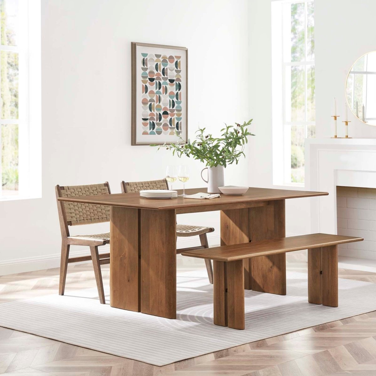 Amistad 72" Wood Dining Table and Bench Set - BUILDMYPLACE