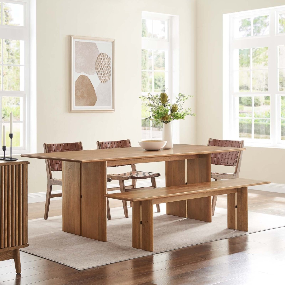 Amistad 86" Wood Dining Table and Bench Set - BUILDMYPLACE
