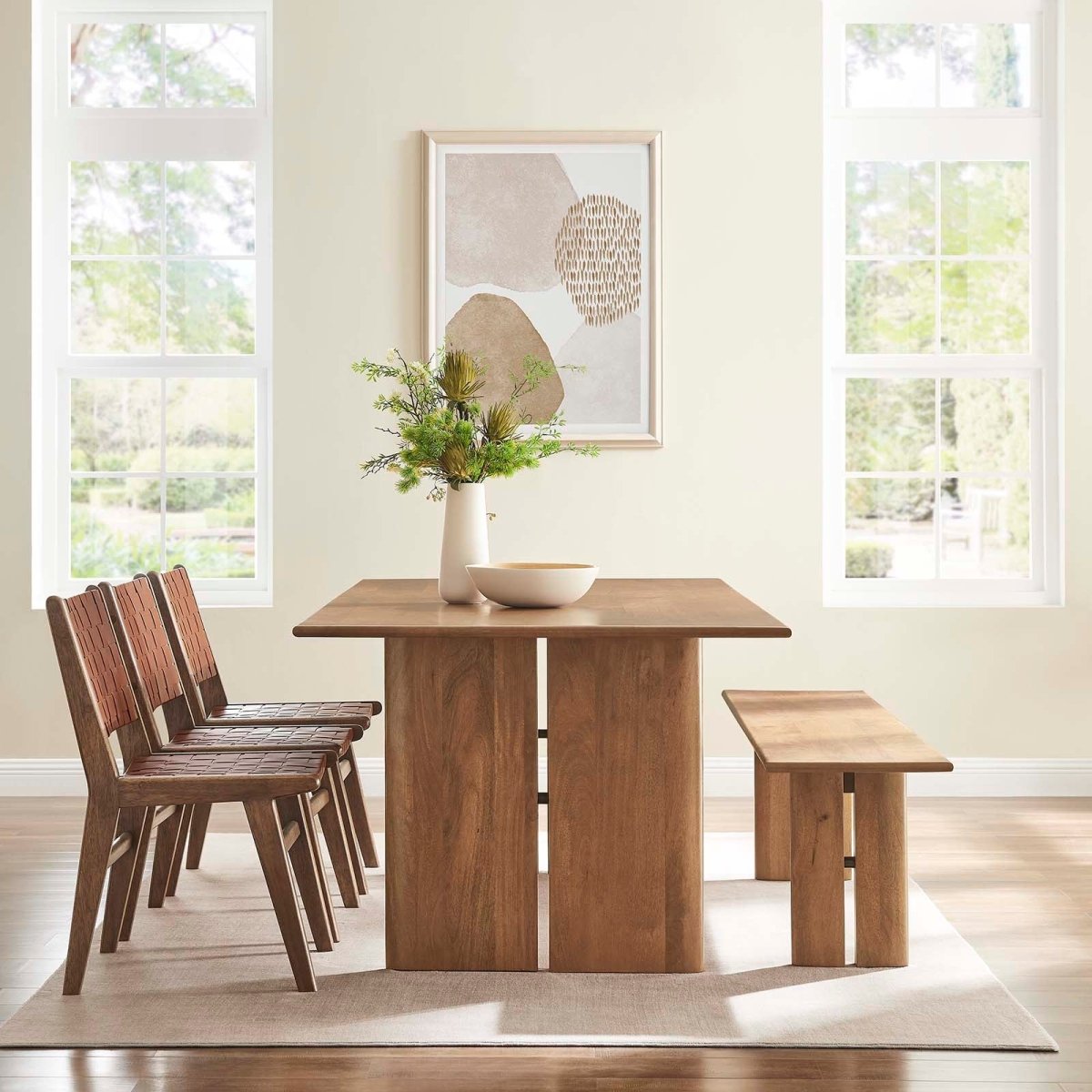 Amistad 86" Wood Dining Table and Bench Set - BUILDMYPLACE